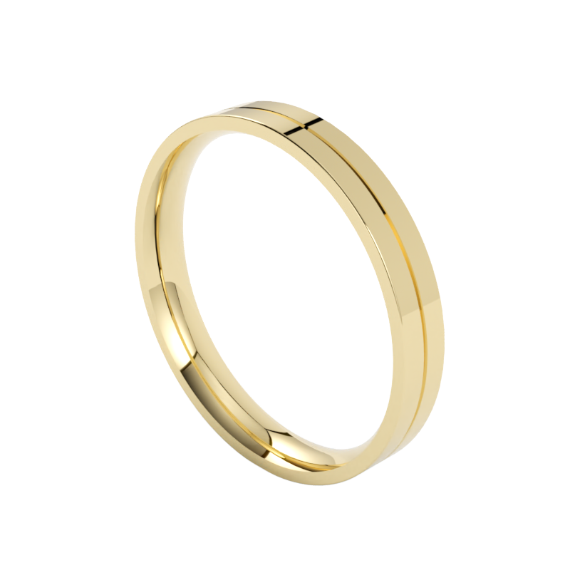 Wąska płaska obrączka ślubna z żółtego złota